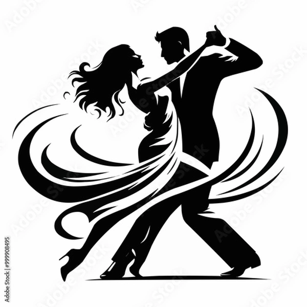 Fototapeta Salsa in Motion: Dynamic Silhouette Dance