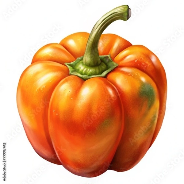 Fototapeta Fresh whole orange Bell pepper isolated on a white background, clipping path, full depth of field, cut out