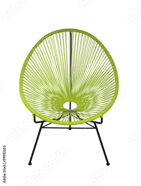 Obraz Green Outdoor Chair on White Background, Front View