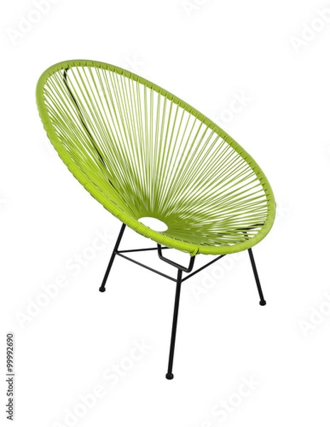 Obraz Green Outdoor Chair on White Background, Three Quarter View