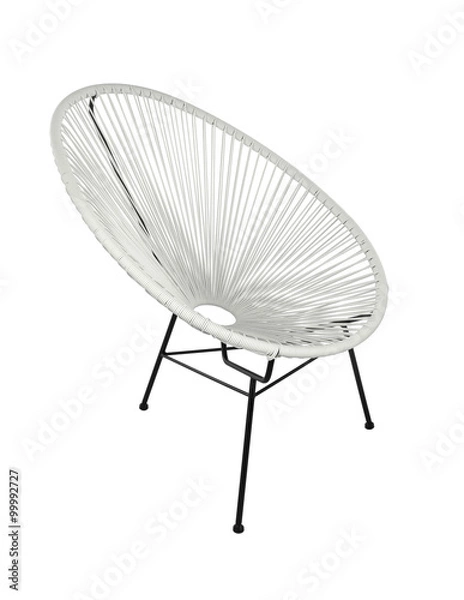 Obraz White Outdoor Chair on White Background, Three Quarter View