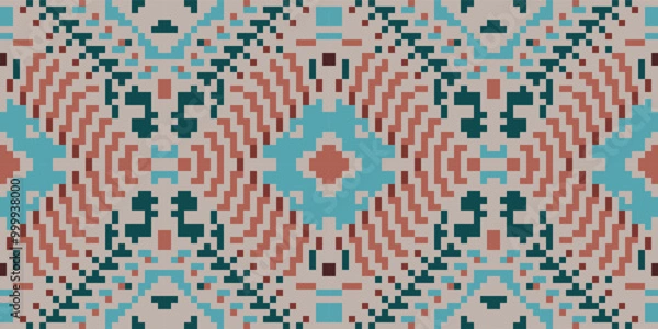 Fototapeta Abstract Ethnic Simple Islamic Patternfolk Embroidery, Aztec Geometric Ornament Print. Design for Carpet, Wallpaper, Clothing, Wrapping, Fabric