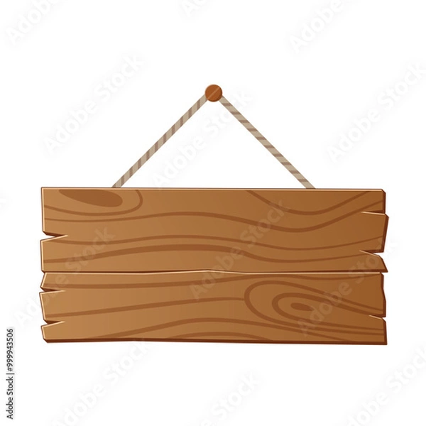 Obraz Hanging wooden sign board, rustic signpost or billboard, notice and information theme