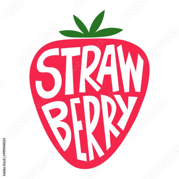 Obraz Illustration of a strawberry with the word strawberry inside it, illustration for a t-shirt