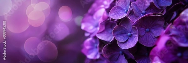 Fototapeta Close-up soft focus on delicate purple flowers forming an ethereal and dreamy ambiance filled with calm and tranquility.
