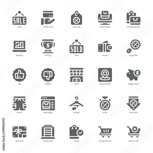 Fototapeta Sales icon pack for your website, mobile, presentation, and logo design. Sales icon glyph design. Vector graphics illustration and editable stroke.