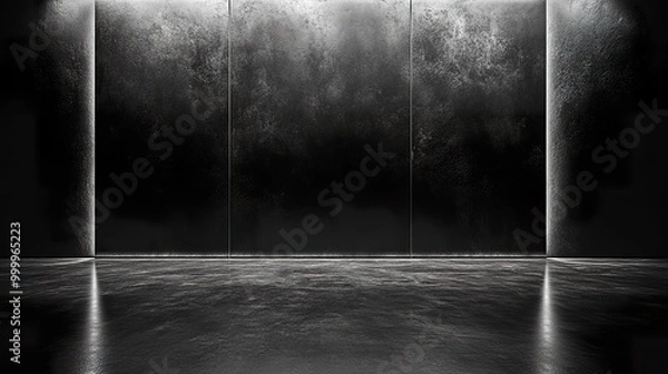 Fototapeta Abstract Dark Empty Studio Room with Smooth Textured Walls and Reflective Floor for Minimalist Design