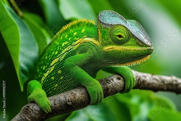 Fototapeta Green chameleon india -generative ai