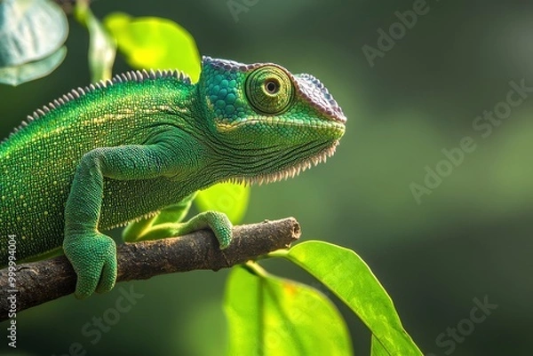 Fototapeta Green chameleon india -generative ai