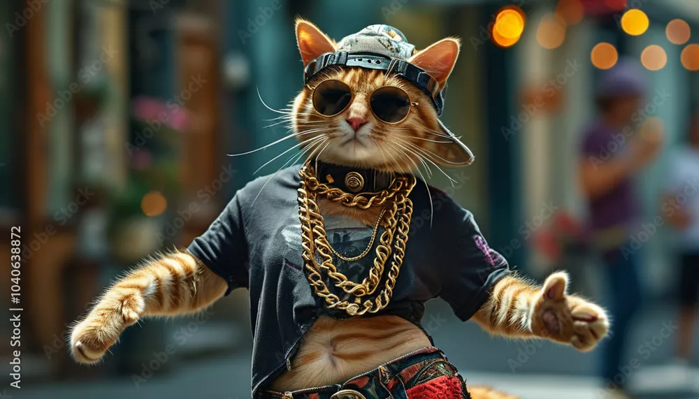 Obraz Stylowy Kot w Miejskiej Modzie