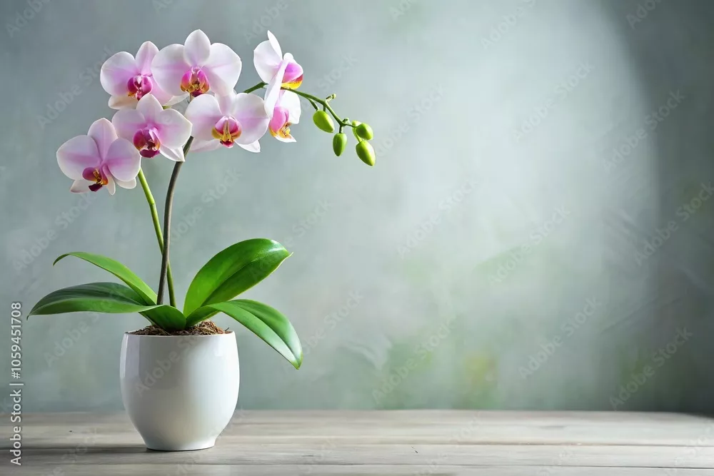Obraz Różowa Orchidea w Doniczce – Klasyczna Dekoracja Wnętrza
