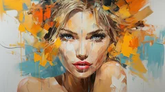 Obraz Lśnienie Kolorów: Portret w Abstrakcji