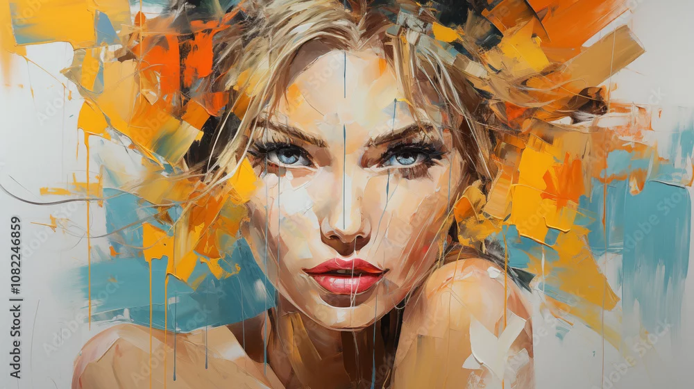 Obraz Lśnienie Kolorów: Portret w Abstrakcji