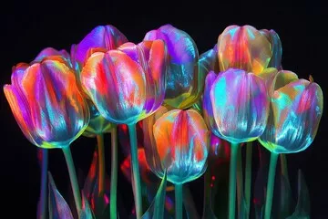 Obraz Magiczne Neonowe Tulipany