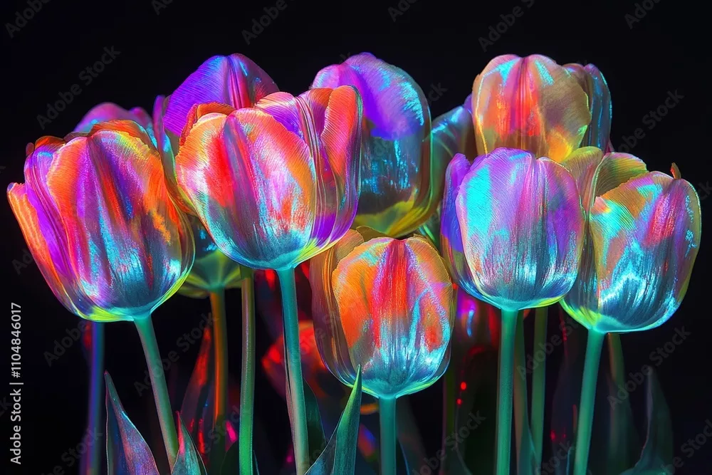Obraz Magiczne Neonowe Tulipany