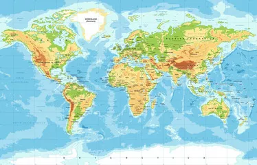 Fototapeta Mapa fizyczna świata na wymiar