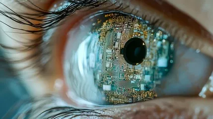Obraz Futurystyczna Wizja: Technologia w Oku