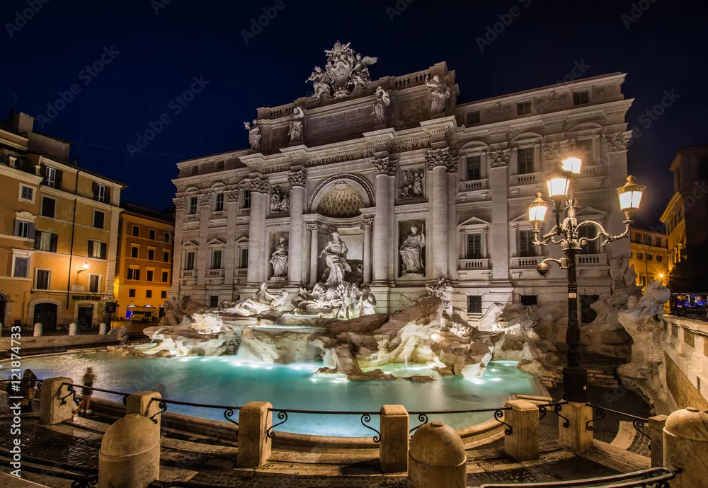 Fototapeta Fontanna di Trevi nocą, Rzym, Włochy