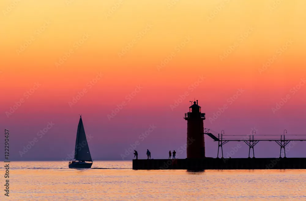 Fototapeta South Haven Zmierzch nad jeziorem Michigan w South Haven w stanie Michigan