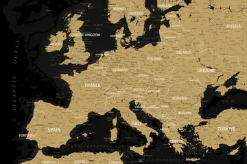 Obraz Mapa Europy z Państwami w Odcieniach Beżu