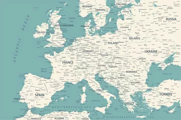 Obraz Mapa Europy - Szczegółowy Przegląd Geograficzny