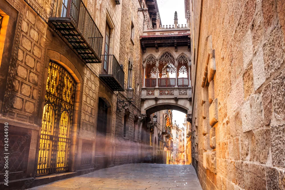 Fototapeta Dzielnica Barri Gotic w Barcelonie, Hiszpania
