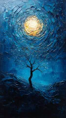 Obraz Nocne Refleksje: Drzewo Pod Gwiaździstym Niebiem