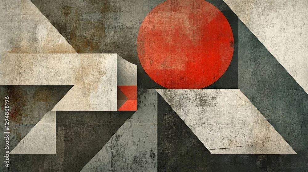 Obraz Geometryczna Abstrakcja: Harmonia Form i Kolorów