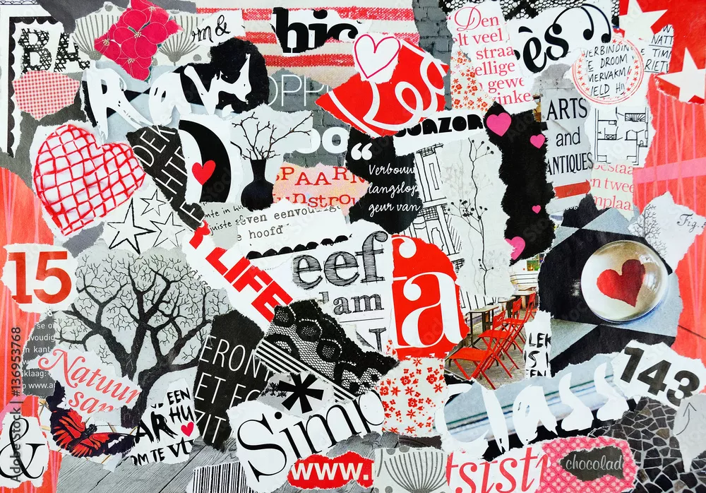 Obraz Kolorowy Collage Typografii i Grafiki