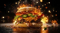 Obraz  Ogniście Pikantny Burger w Centrum Uwag!