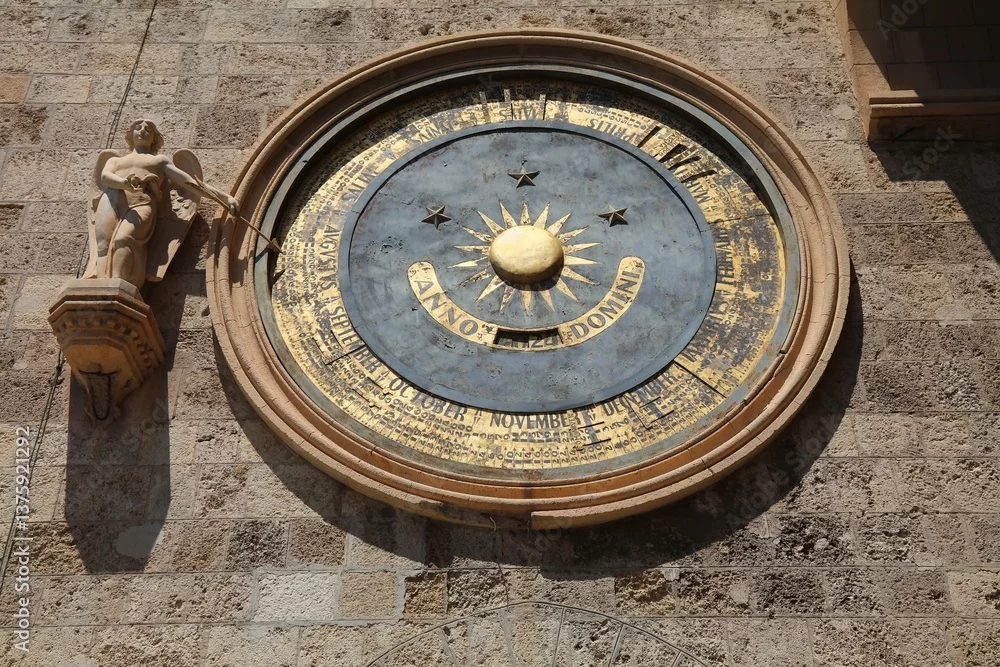 Obraz Zegar Astronomiczny na Starej Ścianie w Wenecji