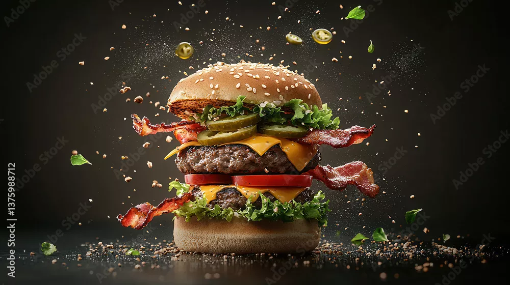 Obraz Wyjątkowy Hamburger Deluxe: Orgazm Smaku!
