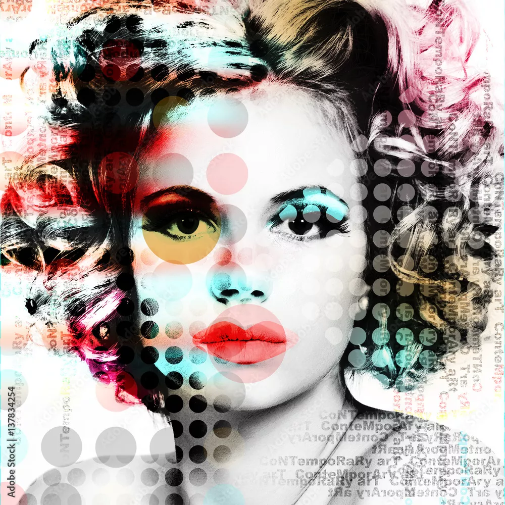 Obraz Artystyczny Portret w Geometrycznych Wzorcach