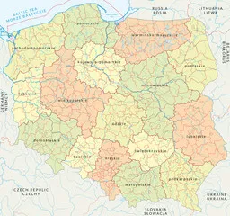 Obraz Mapa Administracyjna Polski