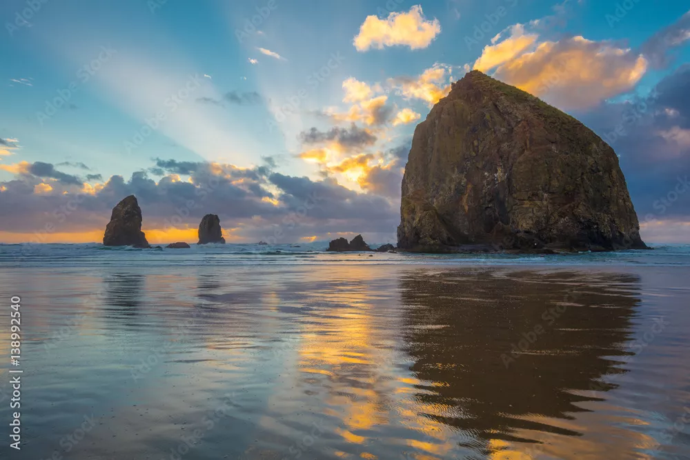 Obraz Słońce Zachodzące nad Haystack Rock