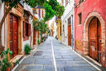Fototapeta Urocze uliczki starego miasta w Rethymno.Crete island, Grecja