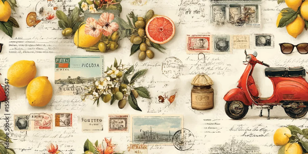 Obraz Włoski Klimat: Cytrusy, Skutery i Styl Vintage