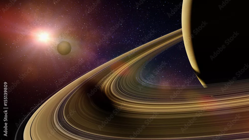 Fototapeta Księżyc Saturna Enceladus rzuca cień na pierścienie planety Saturn