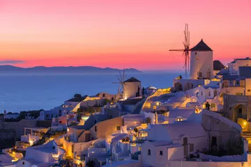 Fototapeta Piękny zachód słońca na Santorini, Grecja