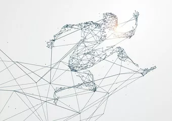 Obraz dynamicznej postaci w ruchu – futurystyczny i nowoczesny liniowy styl