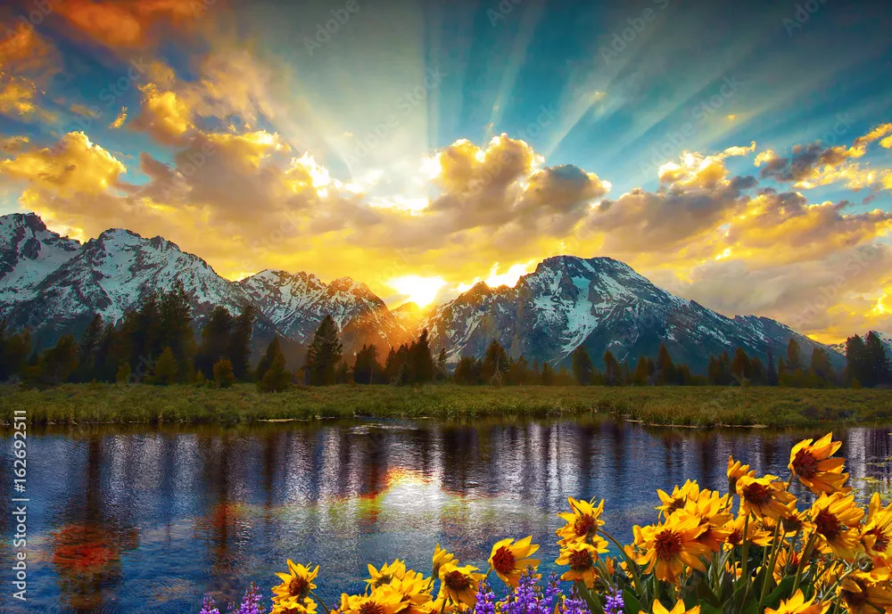 Fototapeta Grand Tetons i refleksja