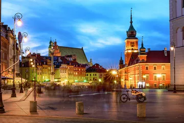 Fototapeta Warsaw\'s Old Town by night. Stare Miasto, Zamek Królewski w Warszawie