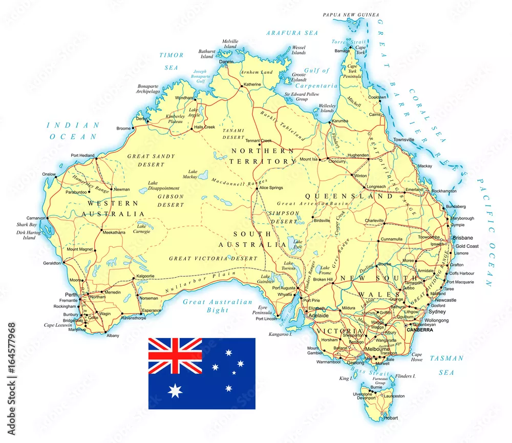 Obraz Mapa Australii z Flagą