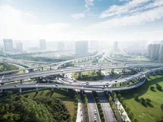 Fototapeta węzły drogowe w centrum nowoczesnego miasta