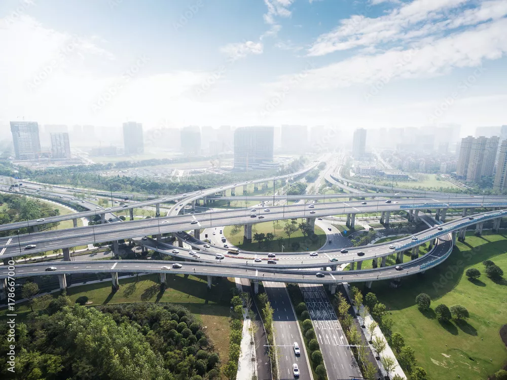Fototapeta węzły drogowe w centrum nowoczesnego miasta