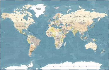 Fototapeta Polityczna mapa świata kolorowy wektor