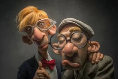 Obraz Przyjaciele w Abstrakcji: Humor i Refleksja