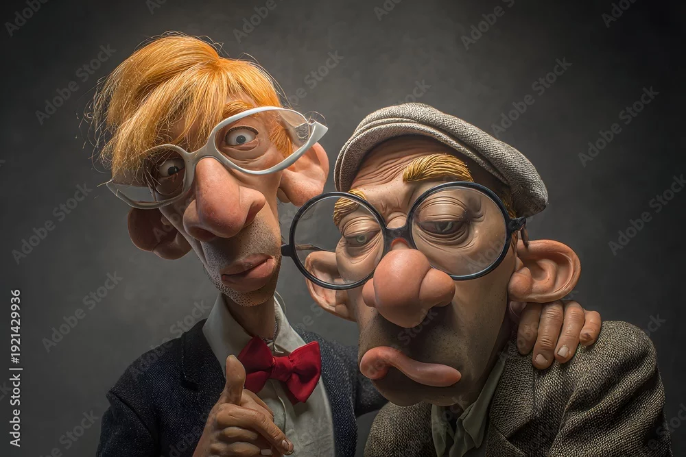 Obraz Przyjaciele w Abstrakcji: Humor i Refleksja