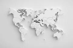 Fototapeta Globalna Mapa Świata: Kontury i Granice Kontynentów