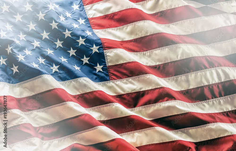 Fototapeta Flaga USA. Flaga Ameryki. Amerykańska flaga wiejąca na wietrze